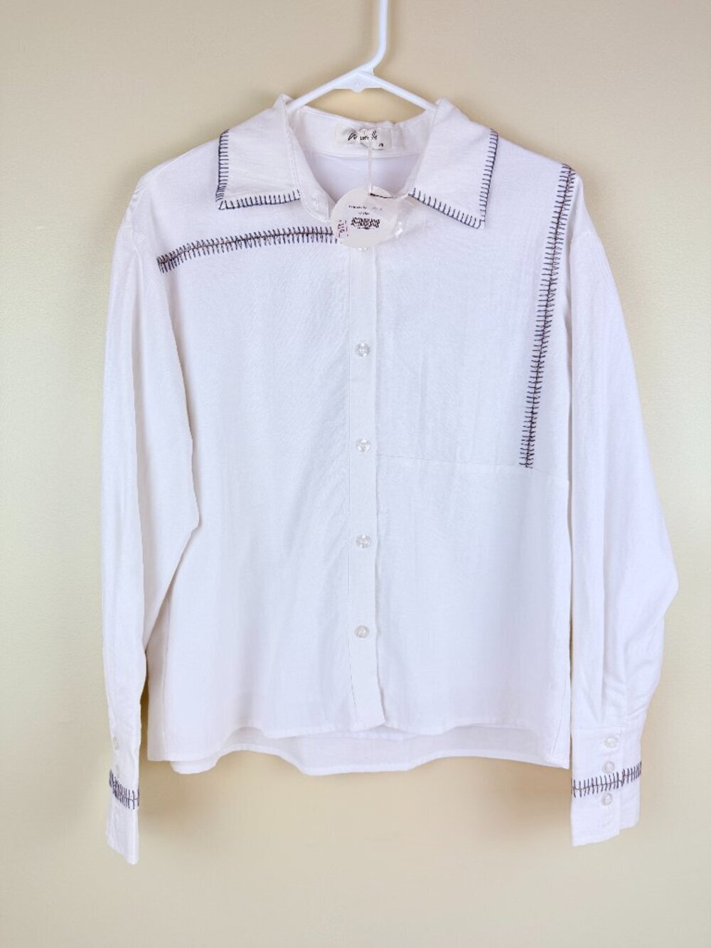 NWT Modelle Cotton Linen Fully Lined Button Front Blouse XS